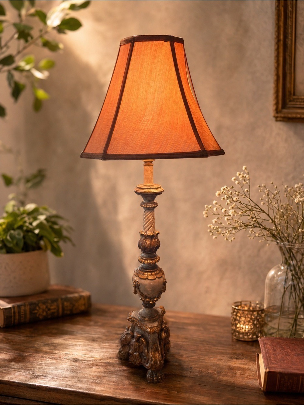 ANTIQUE Tall Rococo Style Wood Claw Foot Phoenix 🐦‍🔥 Regal Floor Lamp 38in